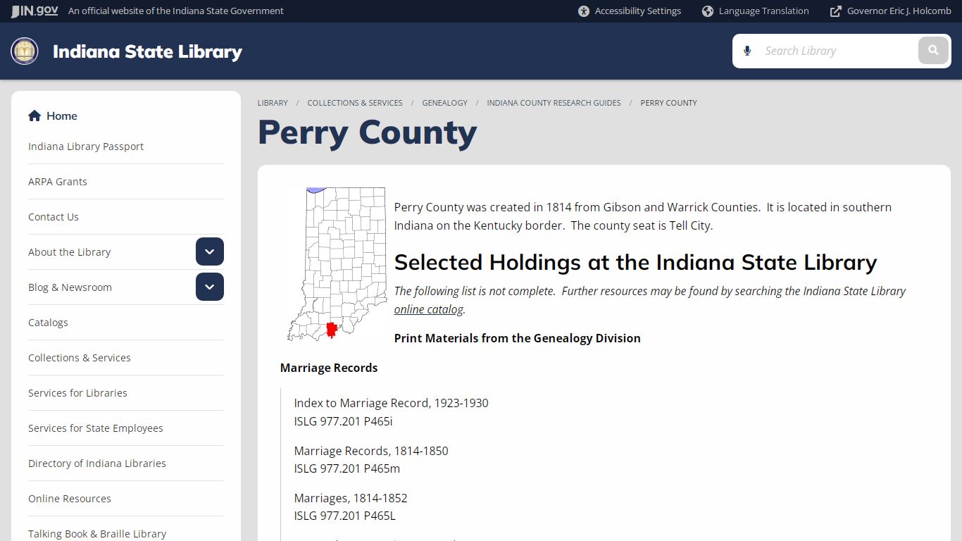 Perry County - Indiana State Library