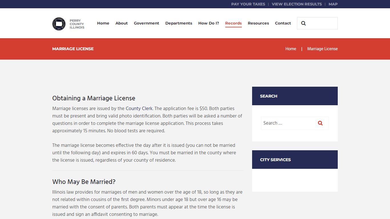 Marriage License - Perry County, Illinois
